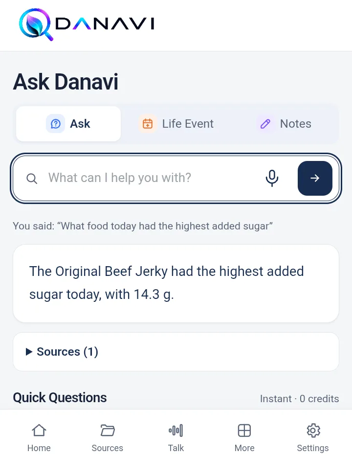 Danavi answering which food today had the most added sugar